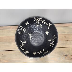 Valeriano Paz Peruvian Handmade Hammered Floral Folk Art Studio Pottery Bowl 10"